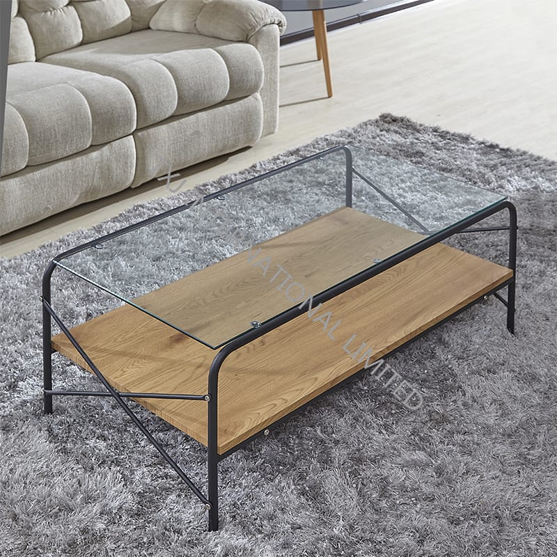 BT-1731 Tempered Glass Coffee Table With Metal Frame
