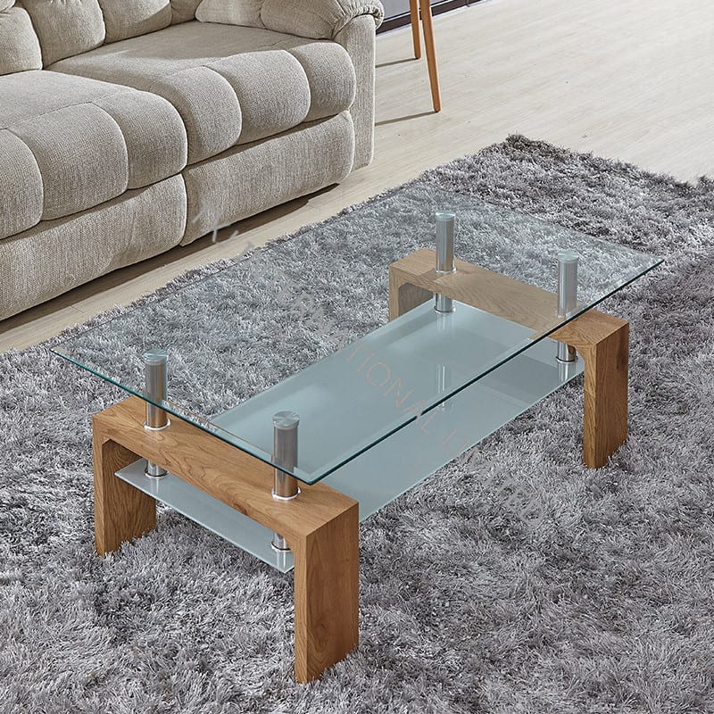 FOCUS-F Tempered Glass Coffee Table With MDF Frame