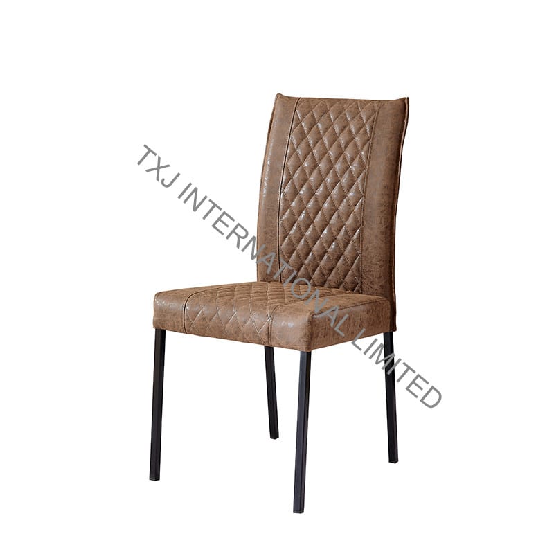 TC-1780 Vintage PU Dining Chair With Black Powder Coating Legs