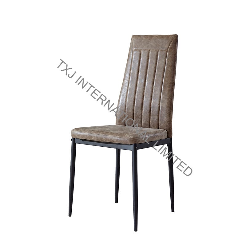 BC-1752 Vintage PU Dining Chair With Black Metal Frame