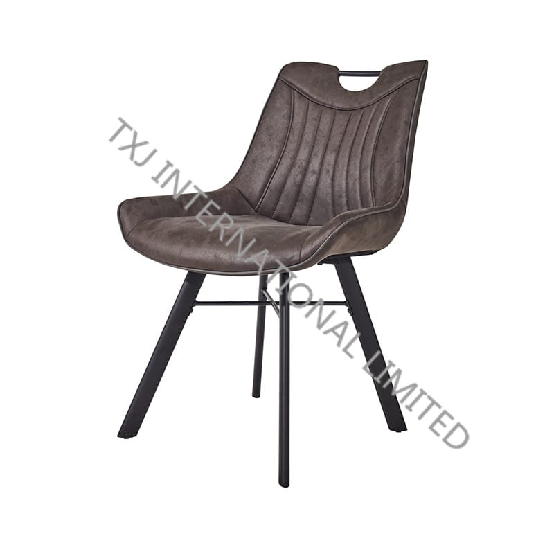 TC-1872 Vintage Fabric Dining Chair With Black Powder Coating Legs