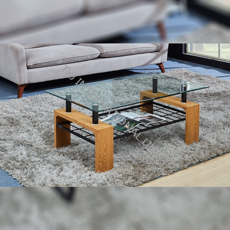 FOCUS-N Tempered Glass Coffee Table With MDF Frame
