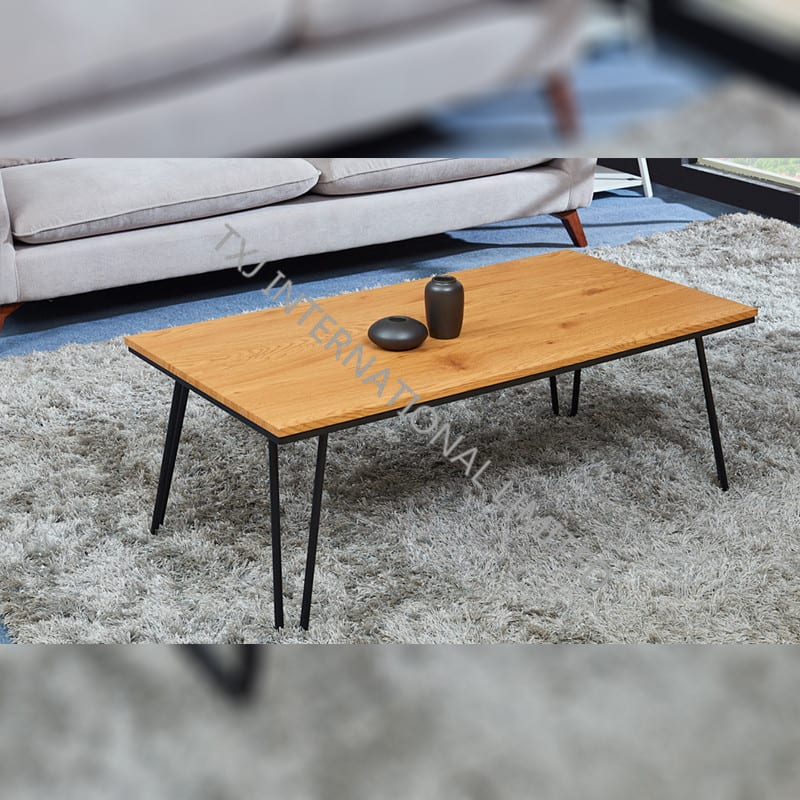  TT-1875  MDF Coffee Table with Oak Paper Veneer Metal tube