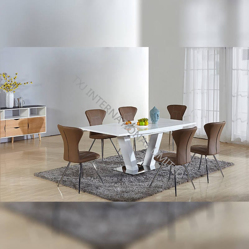 TD-1652 MDF Extension Table With 6 Chairs Set