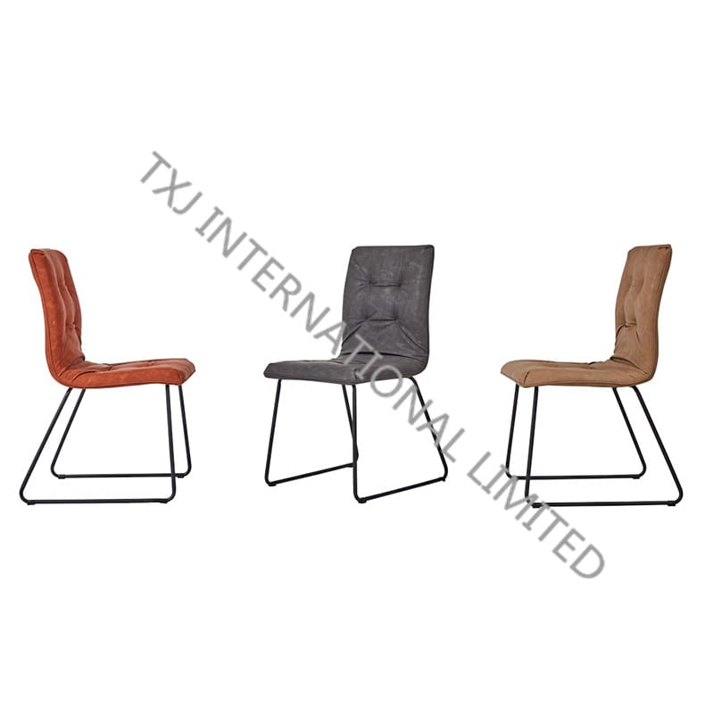  TC-1881 Vintage PU Dining Chair With Black Powder Coating Legs