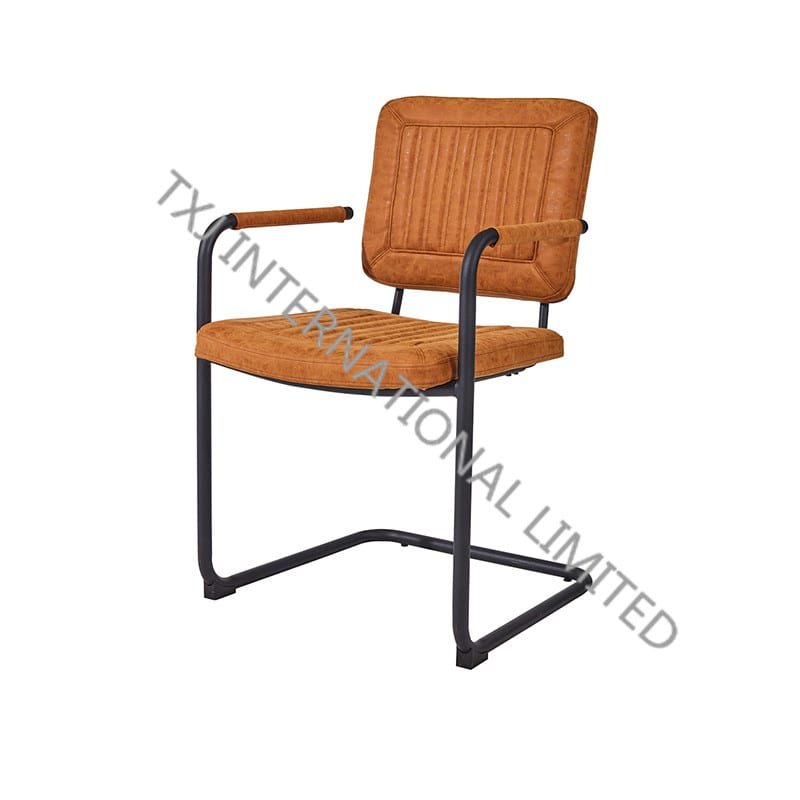TC-1869 PU Dining Chair/Armchair With Black Powder Coating Legs