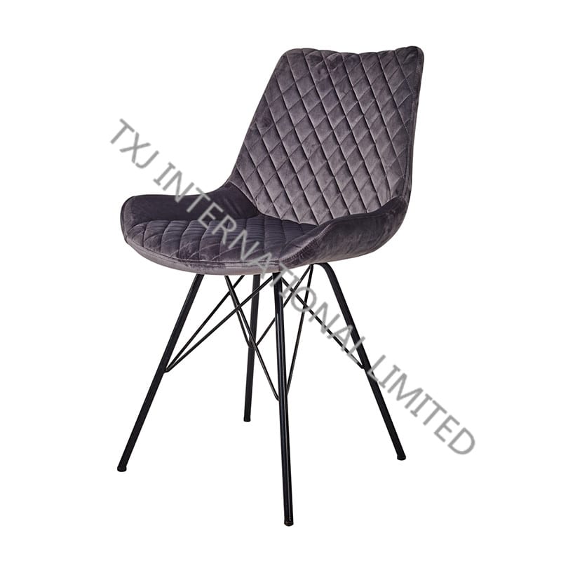 TC-1883 Velvet Dining Chair With Black Frame