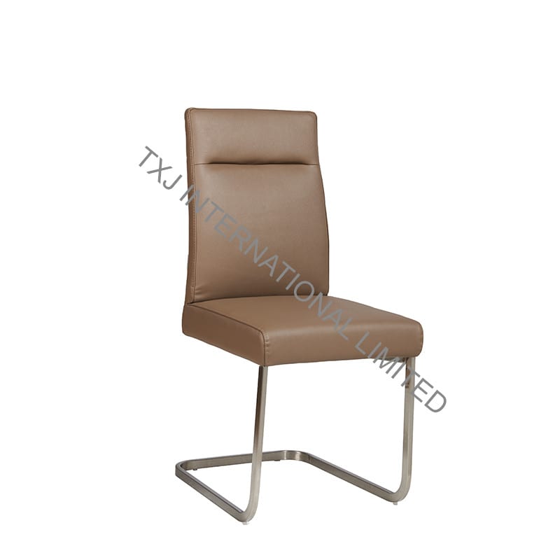 SEATTLE-SWING PU Dining Chair with Brushed Stainless Steel Legs