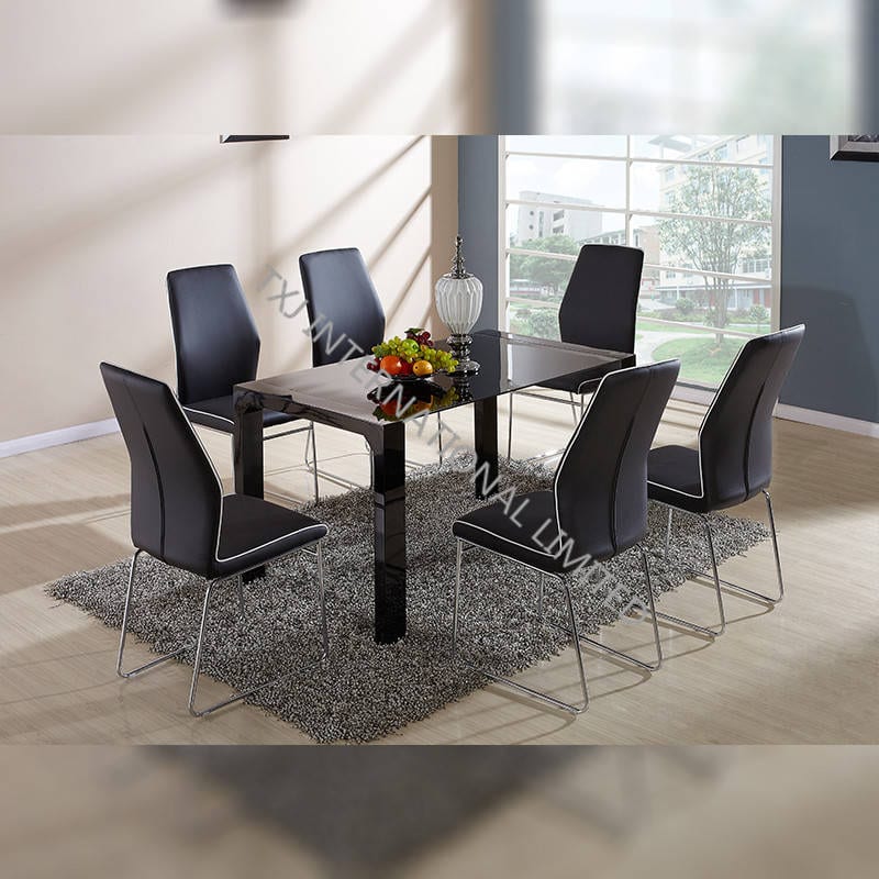 BD-1418 Black tempered glass dining table