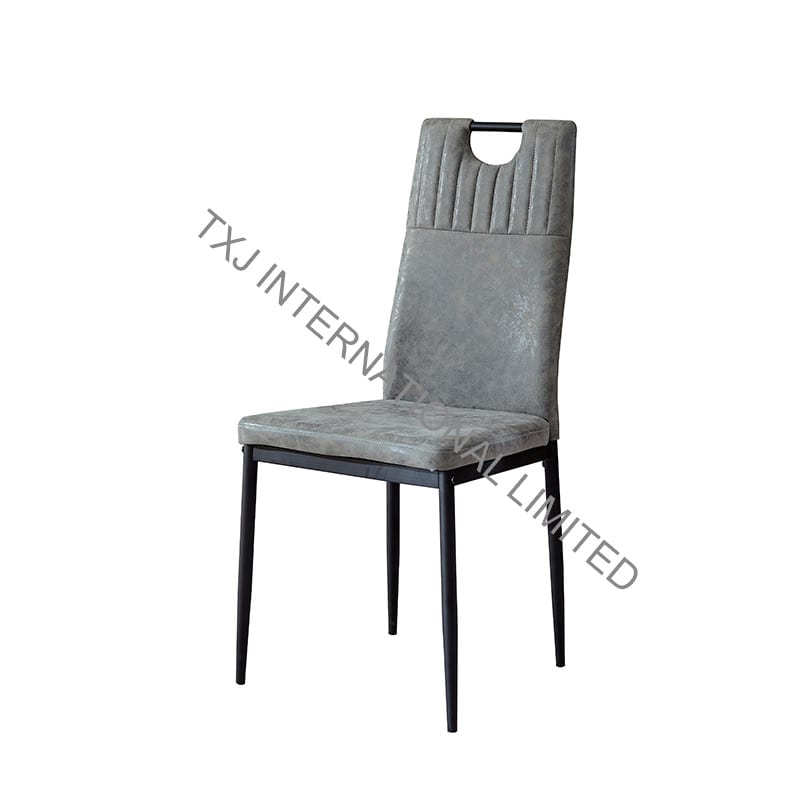 BC-1753 Vintage PU Dining Chair With Black Metal Frame