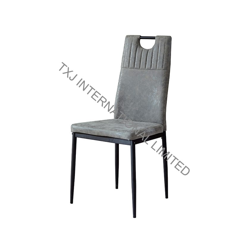  BC-1753 Vintage PU Dining Chair With Black Metal Frame