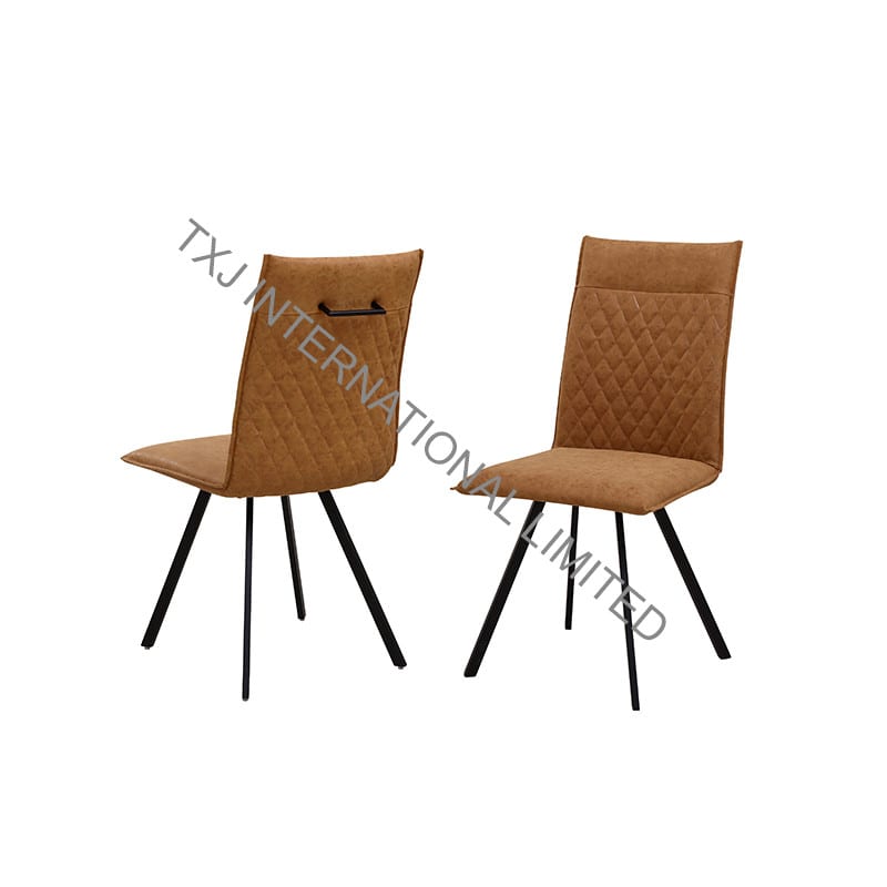 BC-1769H Vintage PU Dining Chair With Four Black Legs