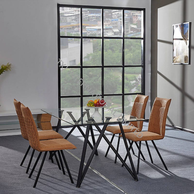 BD-1753 Tempered Glass Table with 4 Chairs Set