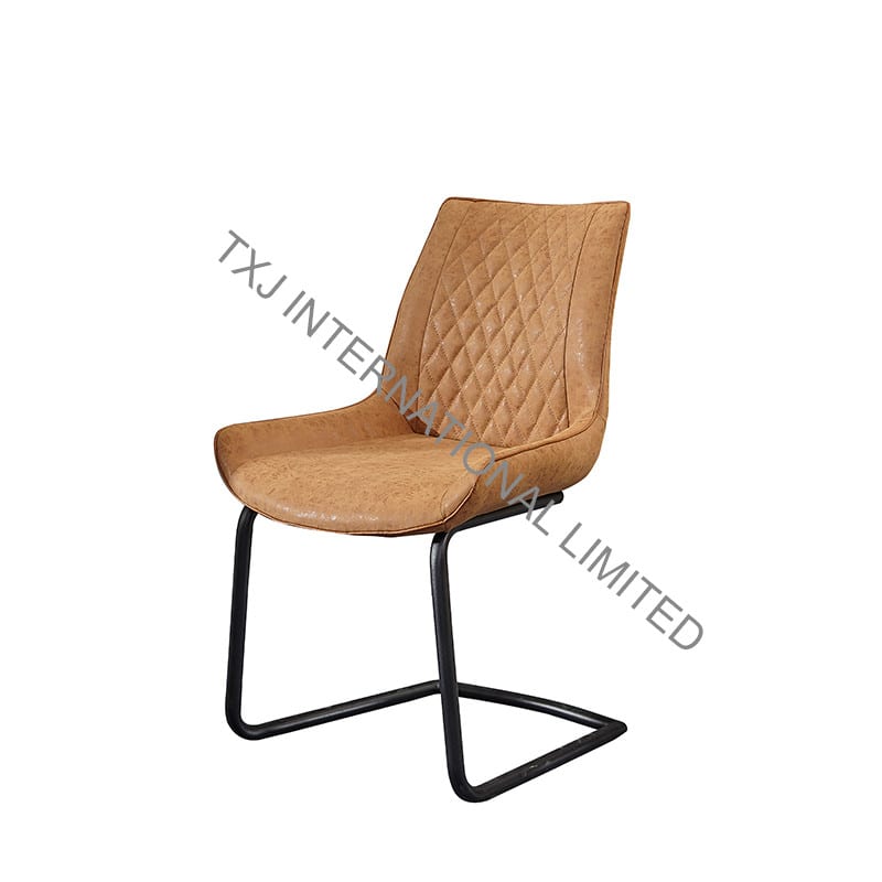 TC-1787 Vintage PU Dining Chair With Black Powder Coating Legs
