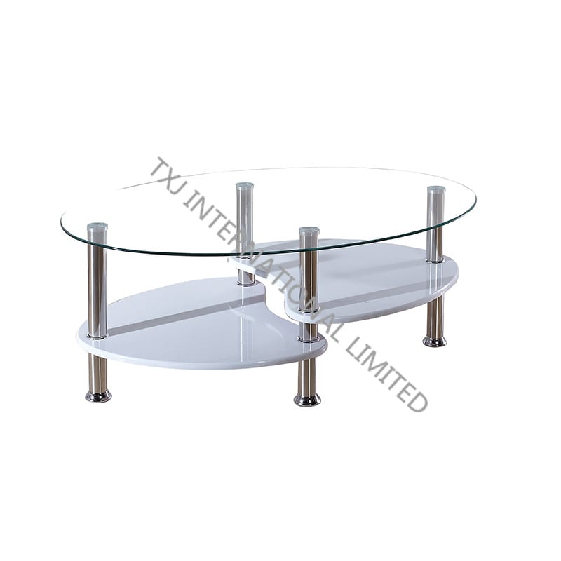 TT-1007 Tempered Glass Coffee Table With Stainless Steel Frame