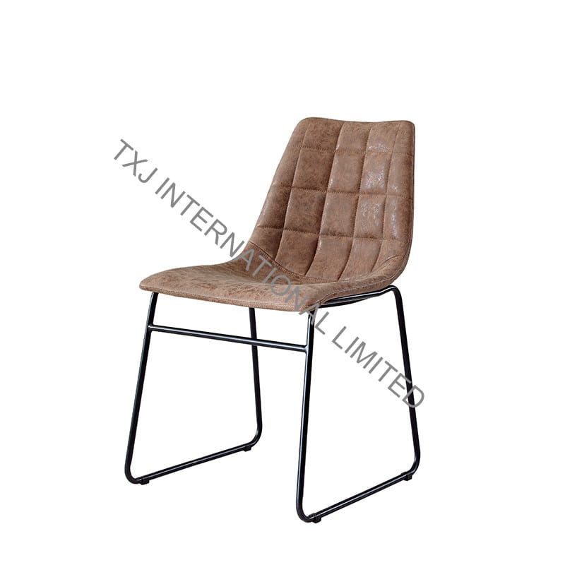 TC-1719 Vintage PU Dining Chair With Black Legs