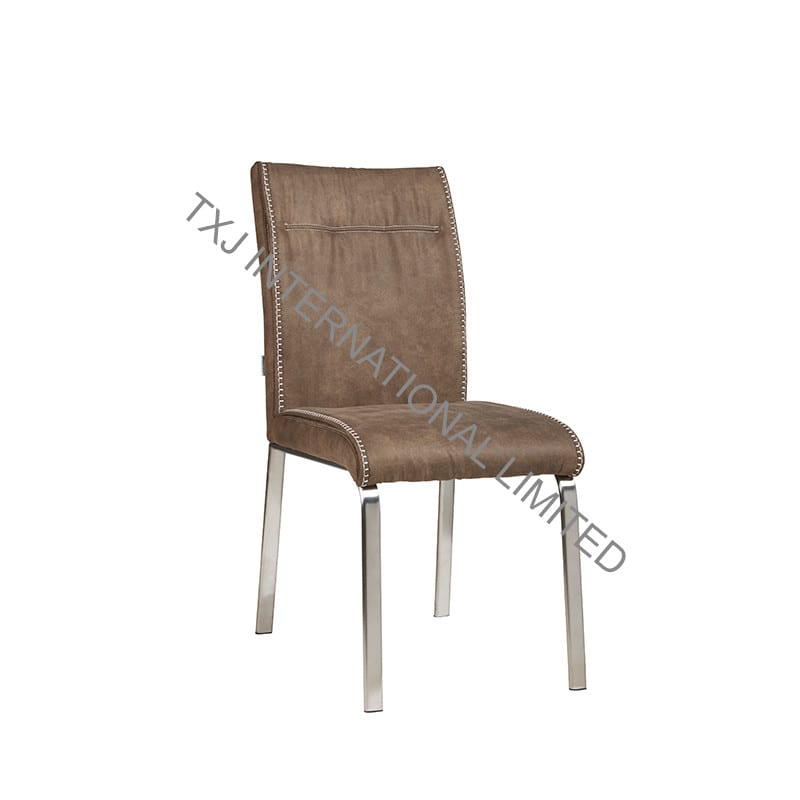 ALISA-2 Fabric Dining Chair With Brushed Stainless Steel Tube