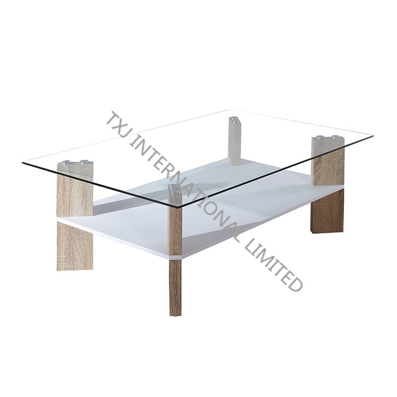  BT-1406A Tempered Glass Coffee Table With MDF Leg