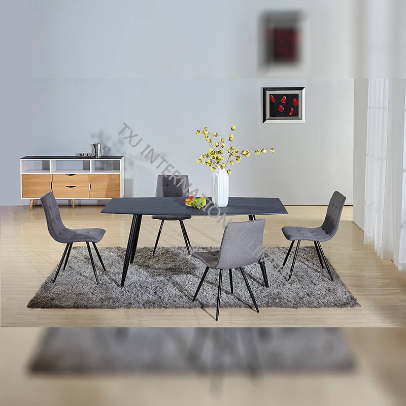 TD-1654 Tempered Glass Table With Stone Painting