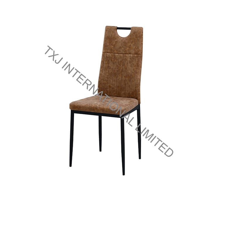 BC-1754 Vintage PU Dining Chair With 4 Black Metal Tube