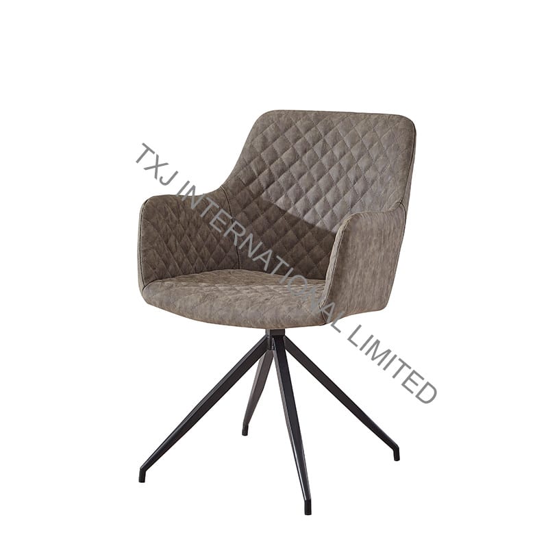 TC-1709 Vintage PU Dining Chair Armchair With Black Legs