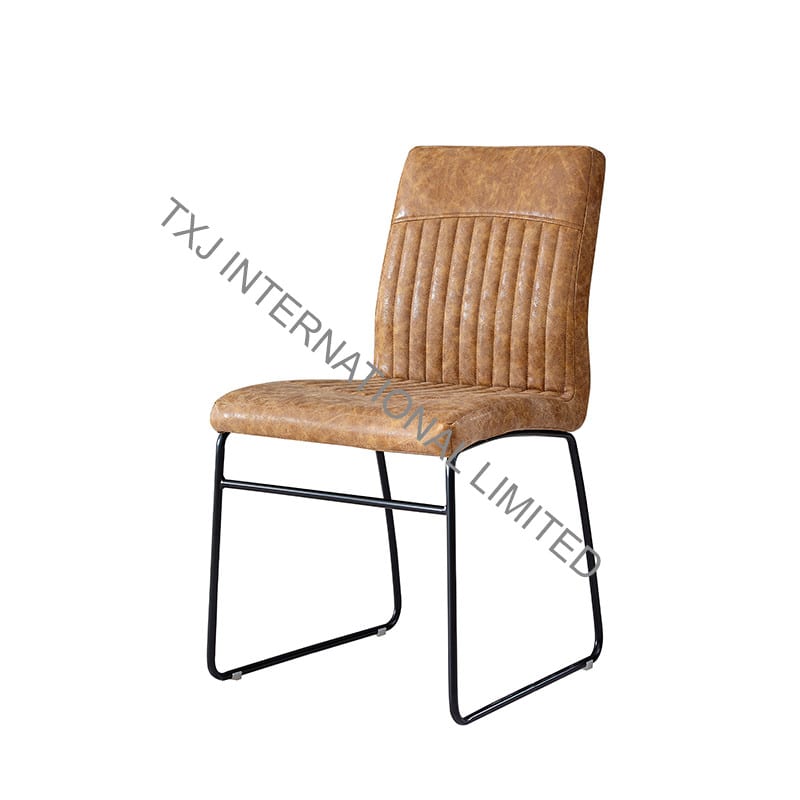 BC-1761 Vintage PU Dining Chair With Black Legs