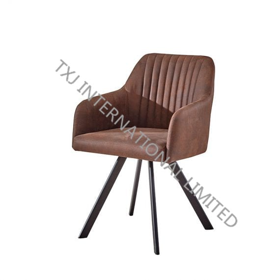 TC-1708A Fabric Dining Arm Chair With Black Powder Coating Legs