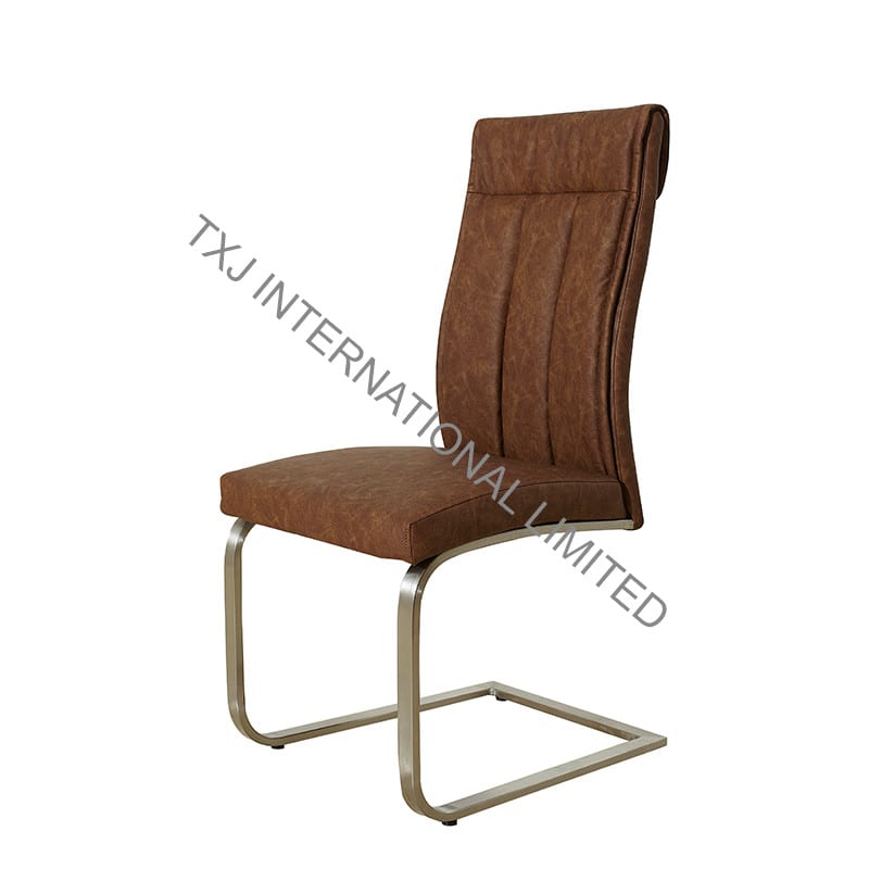 ROCKY-CH PU Dining Chair with Brushed Stainless Steel Legs