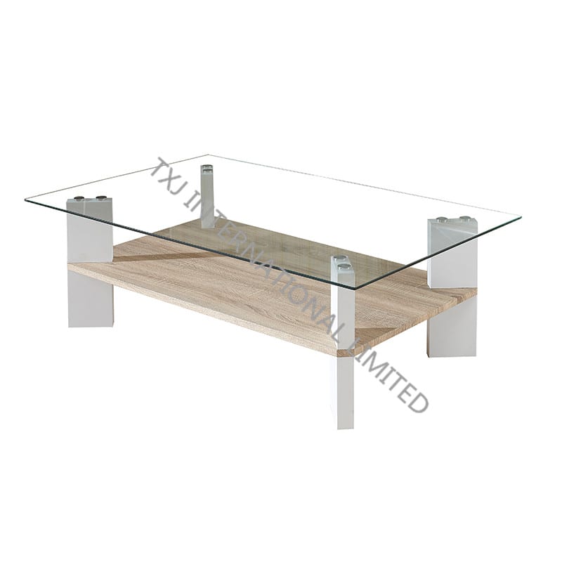 BT-1406B Tempered Glass Coffee Table With MDF Leg