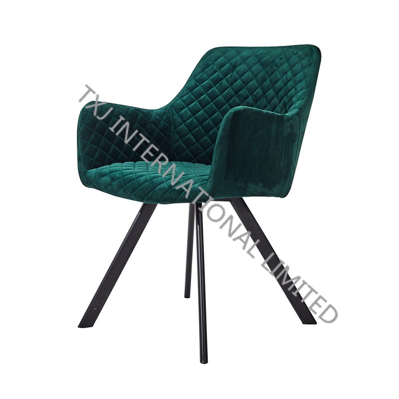 TC-1785-V Velvet Dining Arm Chair With Black Frame