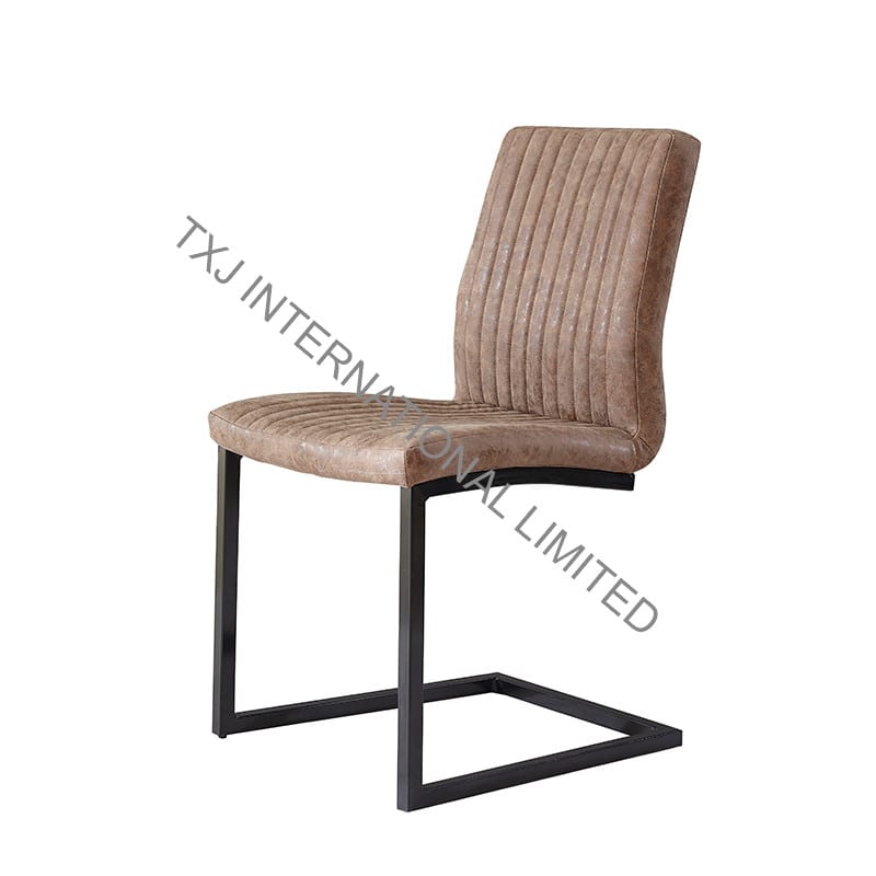BC-1762 Vintage PU Dining Chair With Black Legs