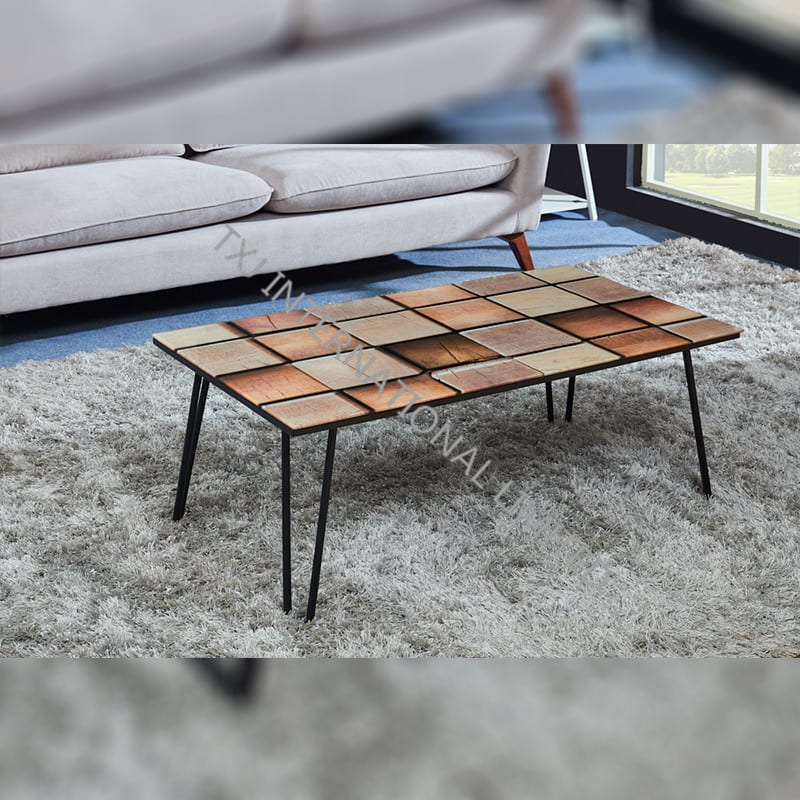 TT-1856 Coffee Table with Painting Top Metal Frame