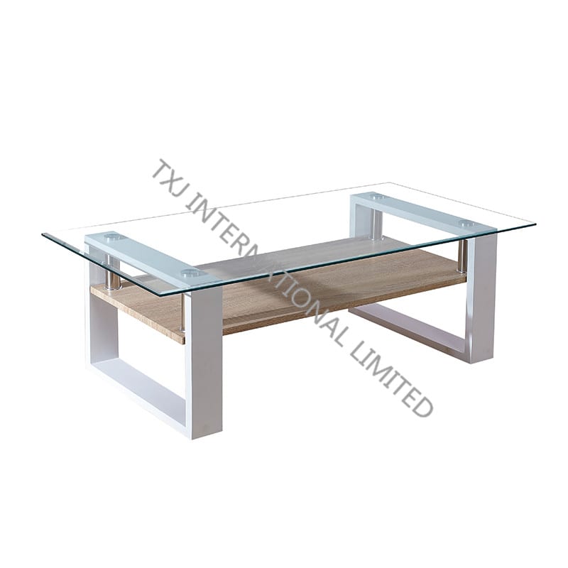 BT-1408B Tempered Glass Coffee Table With MDF Leg