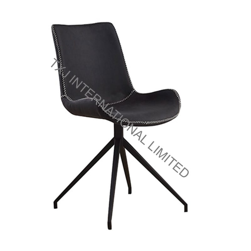 LOWA Fabric Dining Chair With Black Powder Coating Legs