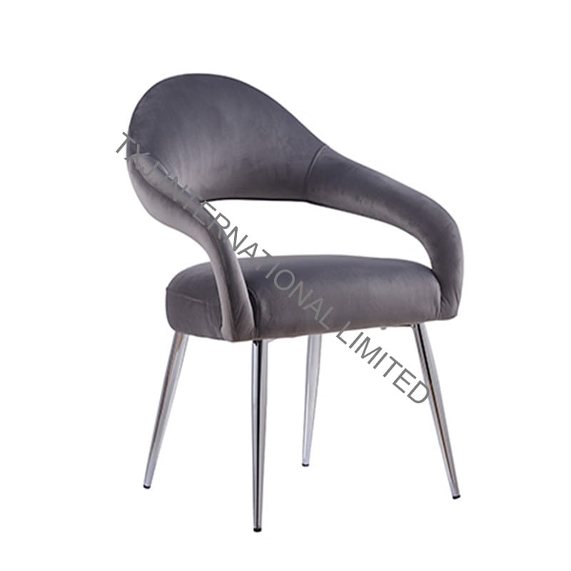 LONA Fabric Dining Chair Armchair With Chromed Legs