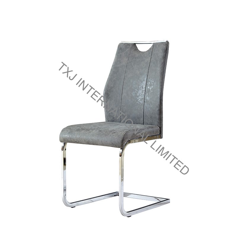 TC-1731 Vintage PU Dining Chair With Chromed Legs