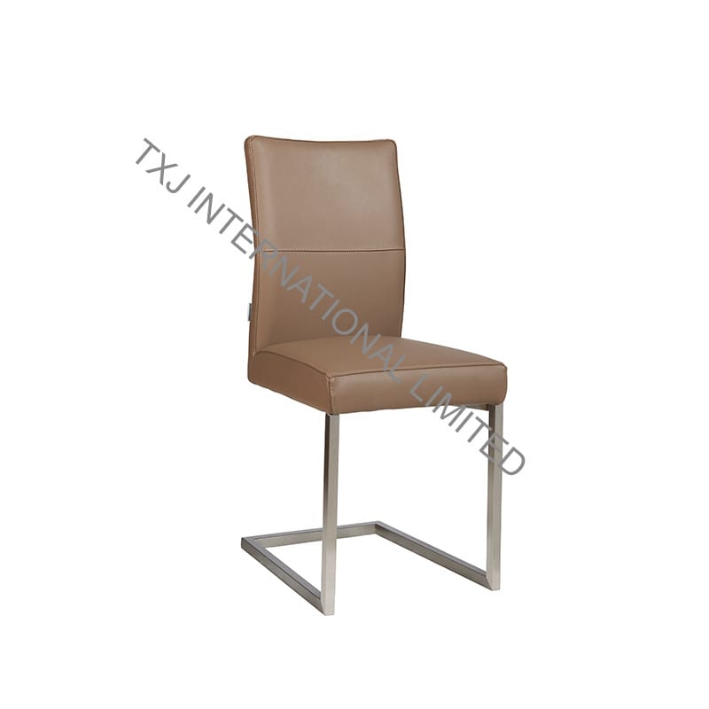 TORONTO Split Leather Dining Chair With Brushed Stainless Steel Frame