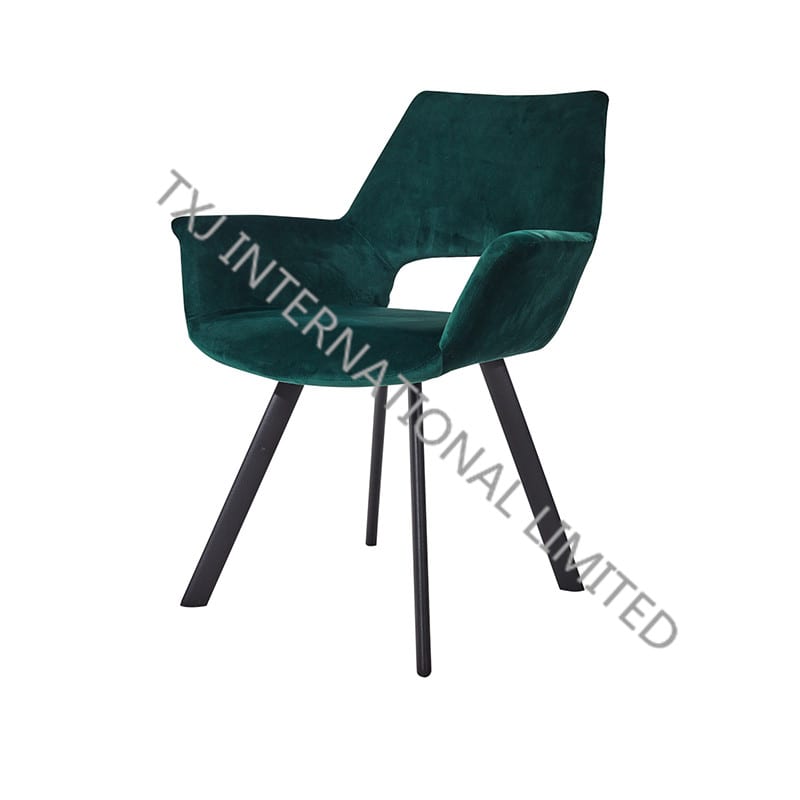 TC-1857 Velvet Dining Arm Chair With Black Frame