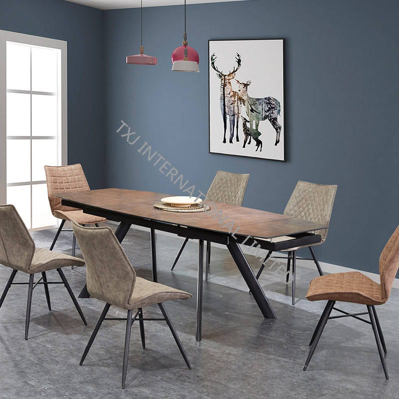 TD-1837 Tempered Glass Extension Dning table, Glaze painting