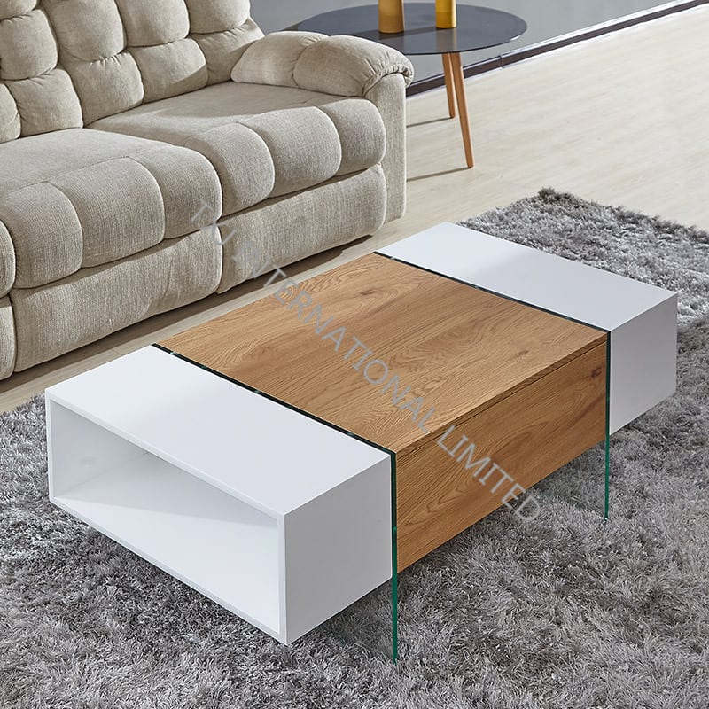 TT-1746 MDF Coffee Table Oak And White Color