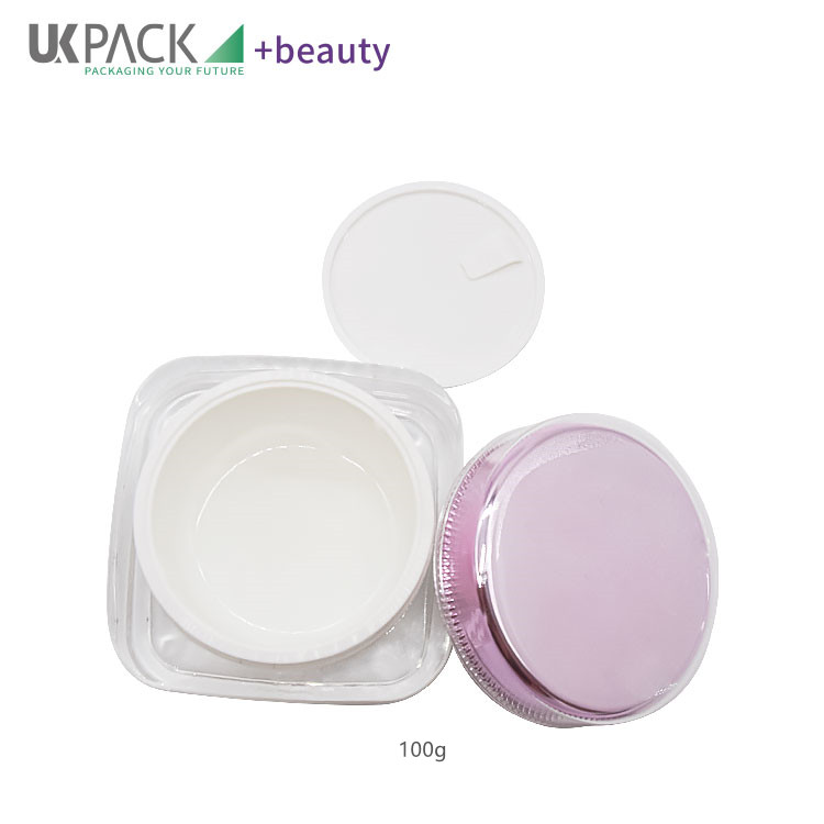 Square acrylic jars with lids 100g for cream and lotions beauty packaging companies UKC38