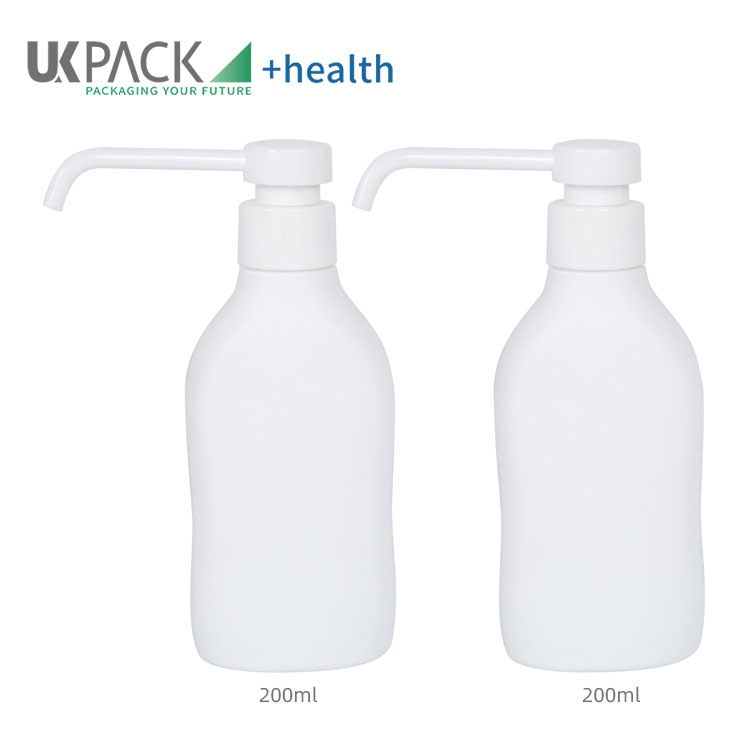 Long Mouth Lotion Pump Oval Bottles Packaging for Alcohol Gel Disinfectant emulsion 200ml UKH14