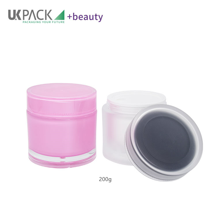 Custom luxury frosted jars with lids wholesale for skincare creams and lotions 200g UKC39