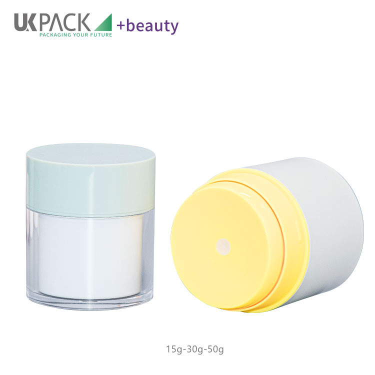  airless pump jar for baby skin care packaging double layer acrylic cosmetic jar UKC49