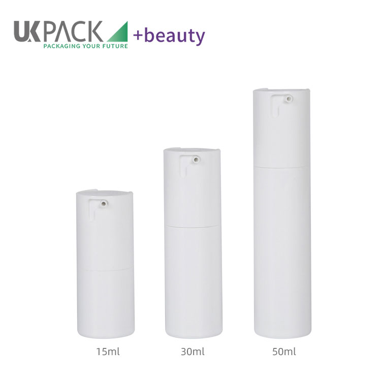 15ml 30ml 50ml White PP Airless Bottle Cosmetics Packaging Supplier UKA16