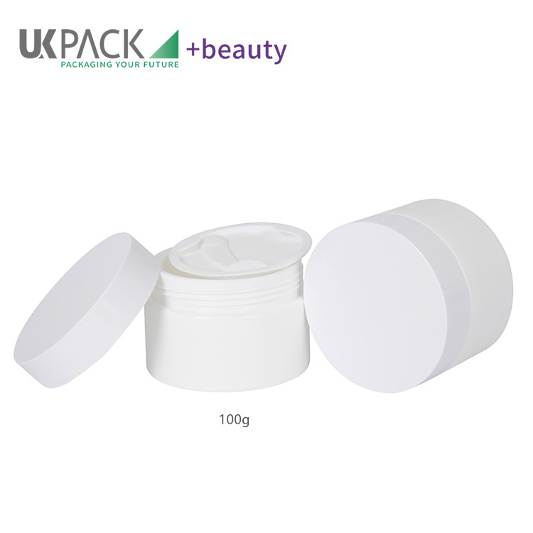 Dual layer 100g PP white cream jars empty containers for cosmetics skincare products UKC13