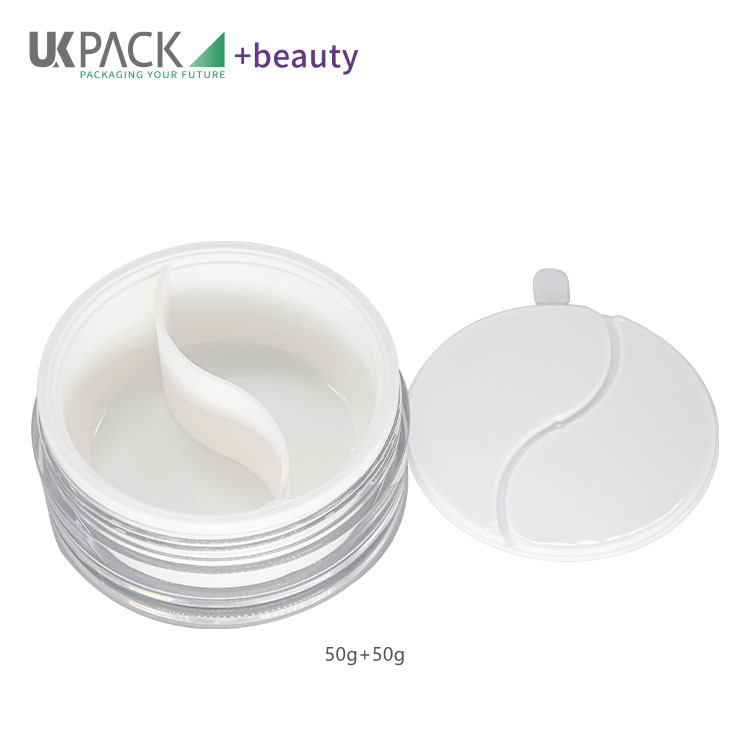 Dual chamber 50g Unique cosmetic containers packaging for creams and lotions UKC35
