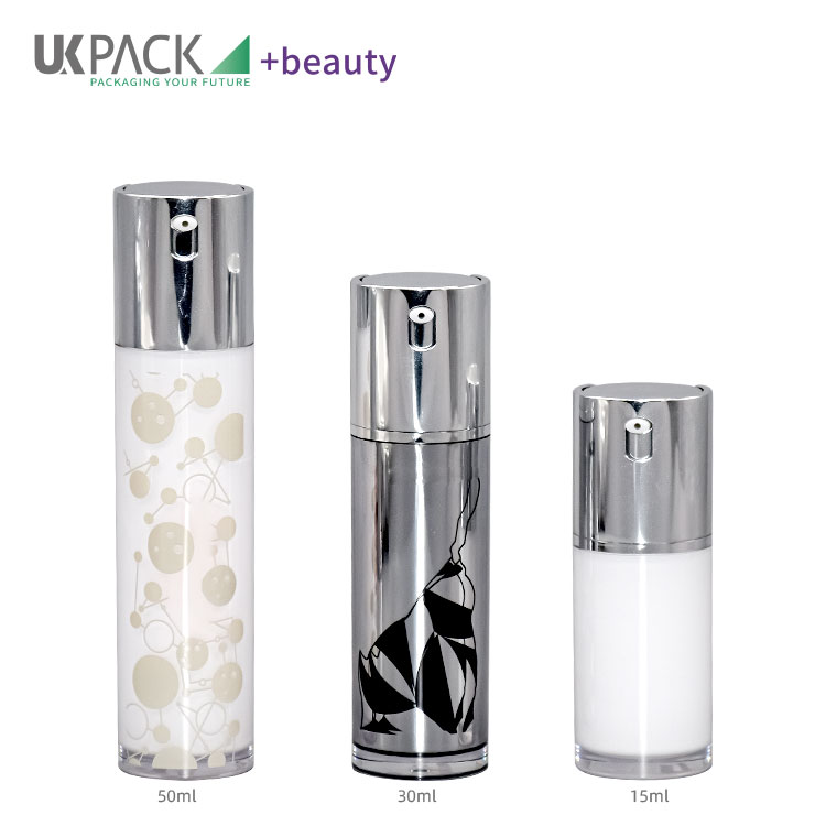Airless bottles aluminum beauty packaging for sunscreen creams cosmetics 50ml UKA54