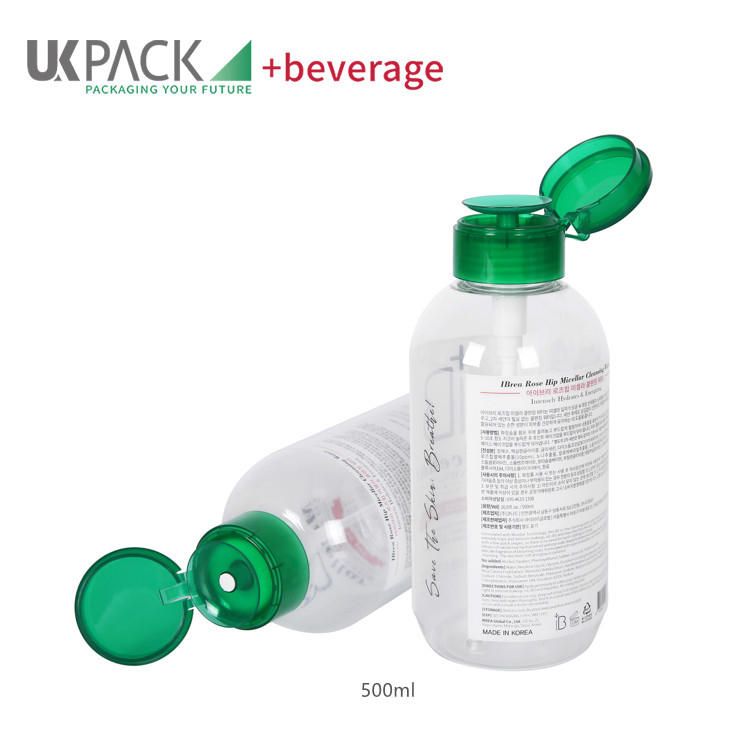 500ml PET nail polish washing water pump bottles with flip top caps UKG19