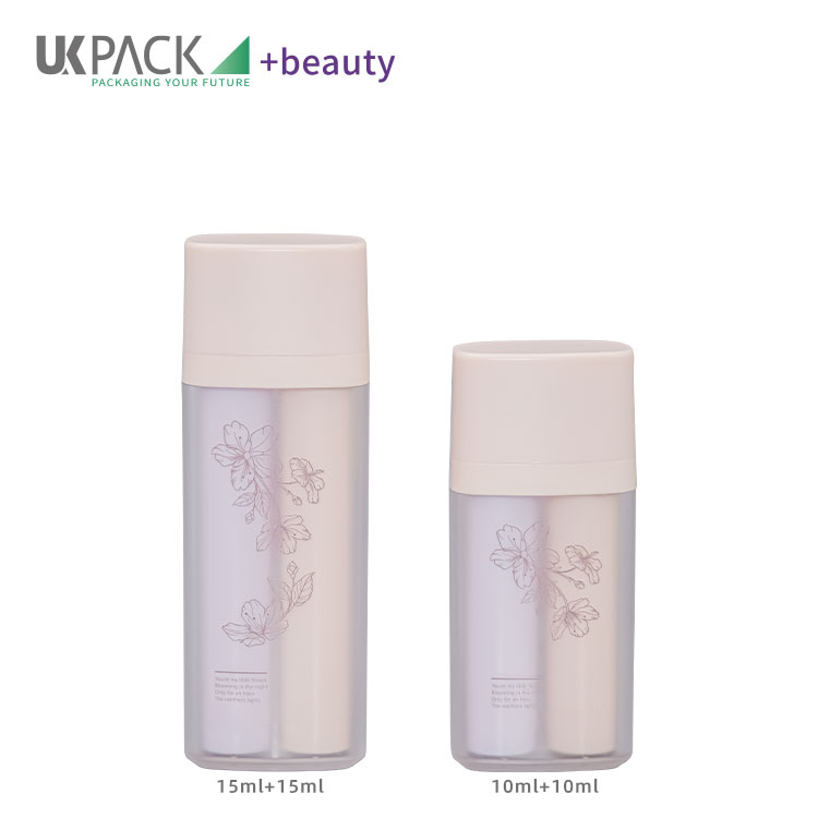 Dual Chamber Airless Lotion Bottle for cosmetics 8ml*2 10ml*2 15ml*2 Supplier UKA53